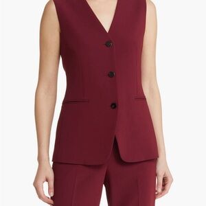 LIKE NEW - Theory Admiral Crepe Burgundy/Dark Red/Currant Tailored Vest